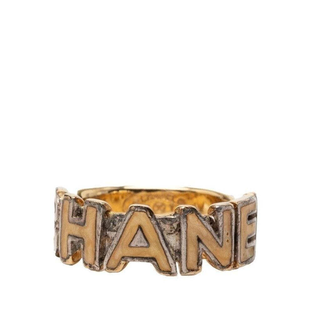 Chanel Logo Enamel Plated Ring Gold